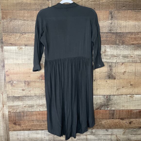Silence + Noise High Low Long Sleeve Dress Solid Gray Size Small - Picture 6 of 8